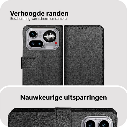 Classic Wallet Case - Nothing Phone (4a) Pro - PU leather Book Case - Black