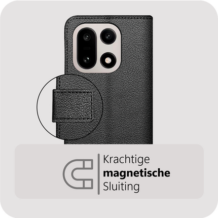 Classic Wallet Case - OnePlus 15 - PU leather Book Case - Black