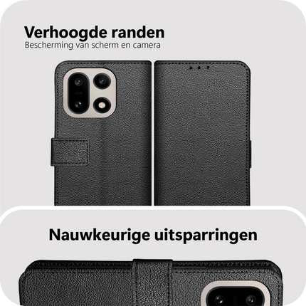 Classic Wallet Case - OnePlus 15 - PU leather Book Case - Black