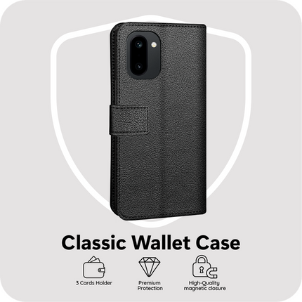 Classic Wallet Case - OnePlus 15R - PU leather Book Case - Black