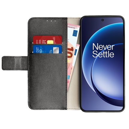 Classic Wallet Case - OnePlus 15R - PU leather Book Case - Black