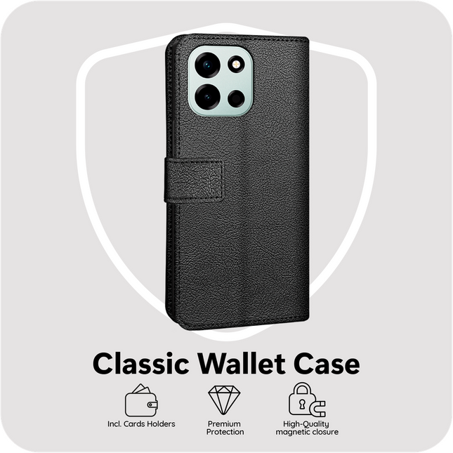 Classic Wallet Case - OnePlus Nord 6 - PU leather Book Case - Black