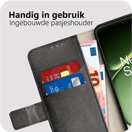 Classic Wallet Case - OnePlus Nord 6 - PU leather Book Case - Black