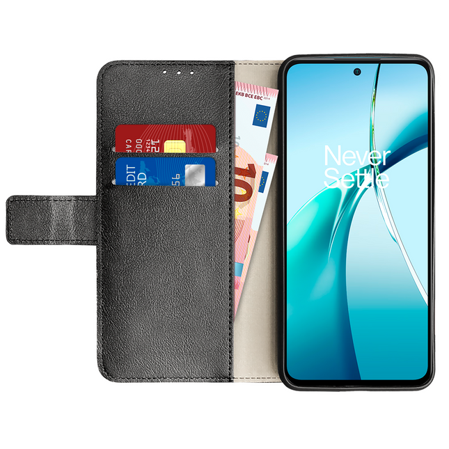 Classic Wallet Case - OnePlus Nord CE4 Lite - PU leather Book Case - Black