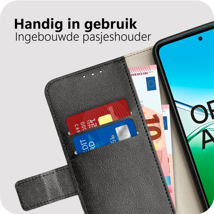 Classic Wallet Case - Oppo A5 (5G) - PU leather Book Case - Black