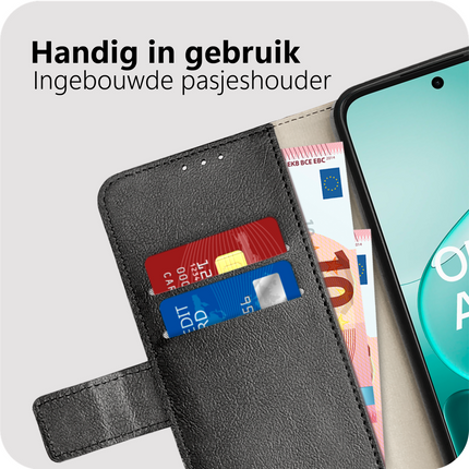 Classic Wallet Case - Oppo A6 (4G/5G) / A6s (4G/5G) - PU leather Book Case - Black