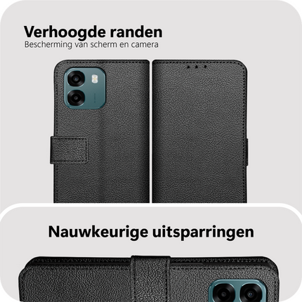 Classic Wallet Case - Oppo A6 (4G/5G) / A6s (4G/5G) - PU leather Book Case - Black