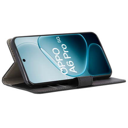 Classic Wallet Case - Oppo A6 Pro - PU leather Book Case - Black