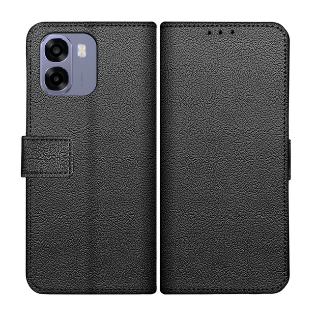 Classic Wallet Case - Oppo A6x (4G/5G) - PU leather Book Case - Black