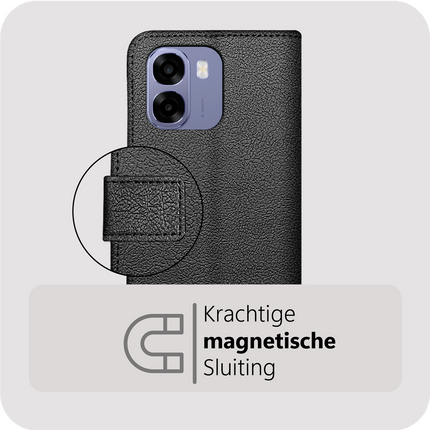 Classic Wallet Case - Oppo A6x (4G/5G) - PU leather Book Case - Black