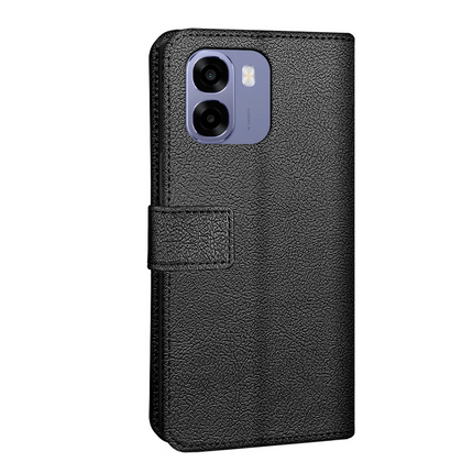 Classic Wallet Case - Oppo A6x (4G/5G) - PU leather Book Case - Black