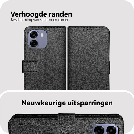 Classic Wallet Case - Oppo A6x (4G/5G) - PU leather Book Case - Black
