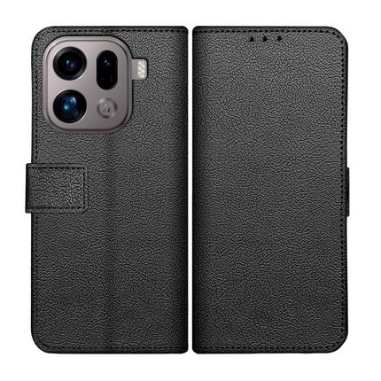 Classic Wallet Case - Oppo Find X9 Pro - PU leather Book Case - Black