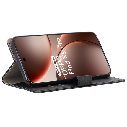 Classic Wallet Case - Oppo Find X9 Pro - PU leather Book Case - Black