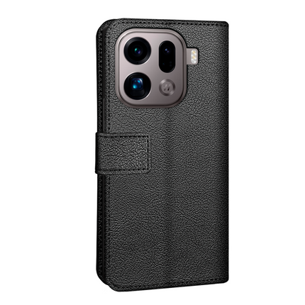 Classic Wallet Case - Oppo Find X9 Pro - PU leather Book Case - Black