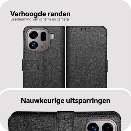 Classic Wallet Case - Oppo Find X9 Pro - PU leather Book Case - Black