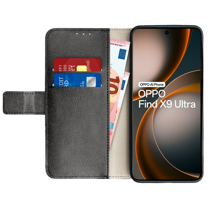 Classic Wallet Case - Oppo Find X9 Ultra - PU leather Book Case - Black