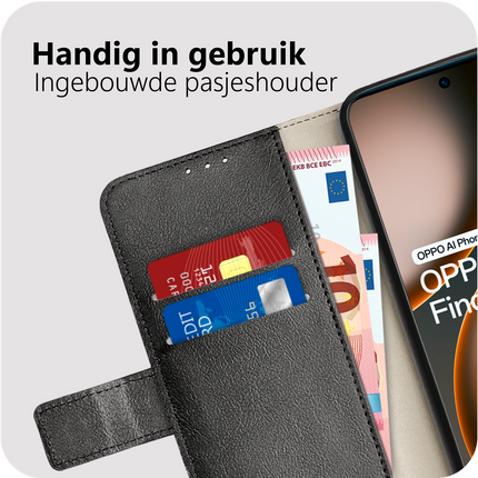 Classic Wallet Case - Oppo Find X9 Ultra - PU leather Book Case - Black