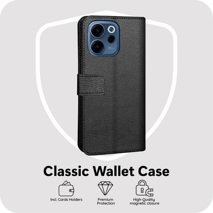 Classic Wallet Case - Oppo Reno15 F - PU leather Book Case - Black