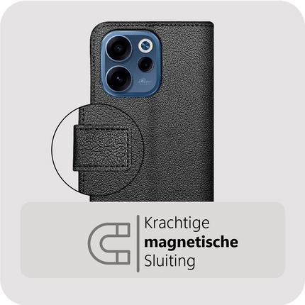 Classic Wallet Case - Oppo Reno15 F - PU leather Book Case - Black
