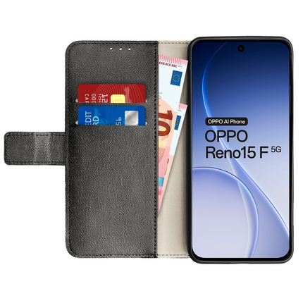 Classic Wallet Case - Oppo Reno15 F - PU leather Book Case - Black