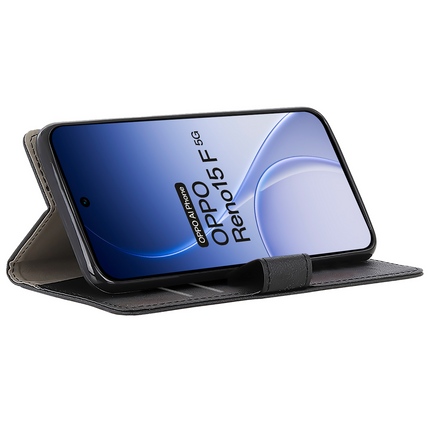 Classic Wallet Case - Oppo Reno15 F - PU leather Book Case - Black