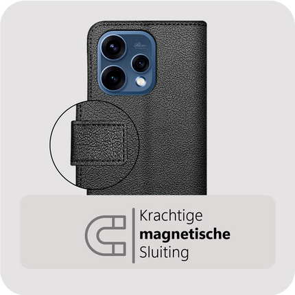 Classic Wallet Case - Oppo Reno15 - PU leather Book Case - Black