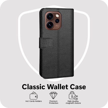 Classic Wallet Case - Oppo Reno15 Pro - PU leather Book Case - Black
