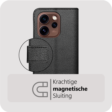 Classic Wallet Case - Oppo Reno15 Pro - PU leather Book Case - Black
