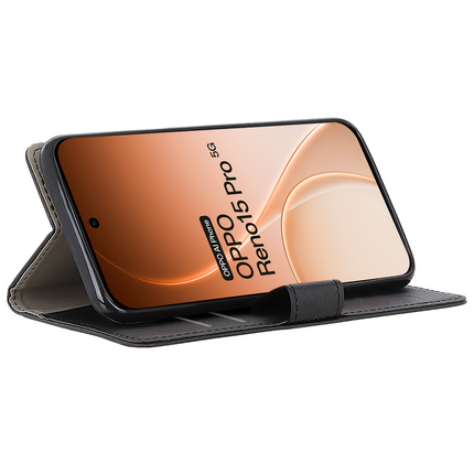 Classic Wallet Case - Oppo Reno15 Pro - PU leather Book Case - Black