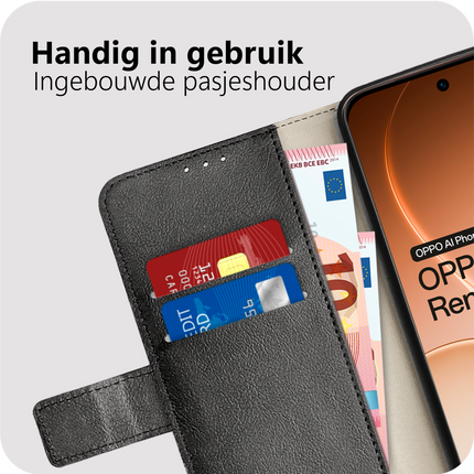 Classic Wallet Case - Oppo Reno15 Pro - PU leather Book Case - Black