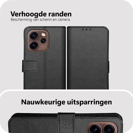 Classic Wallet Case - Oppo Reno15 Pro - PU leather Book Case - Black