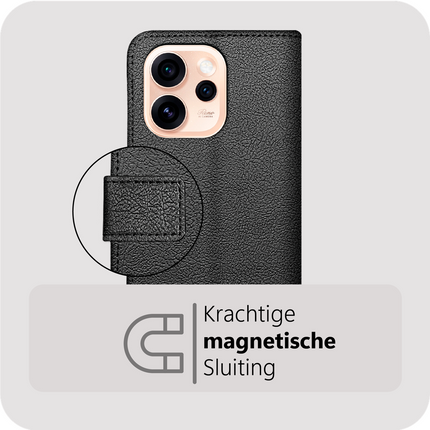Classic Wallet Case - Oppo Reno15 Pro Max - PU leather Book Case - Black