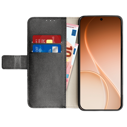 Classic Wallet Case - Oppo Reno15 Pro Max - PU leather Book Case - Black