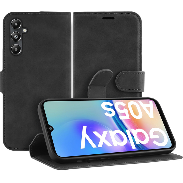 PrimeWallet Case - Samsung Galaxy A05s - PU leather Wallet Case - Black