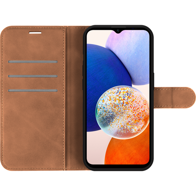 PrimeWallet Case - Samsung Galaxy A14 (4G/5G) - PU leather Wallet Case - Brown
