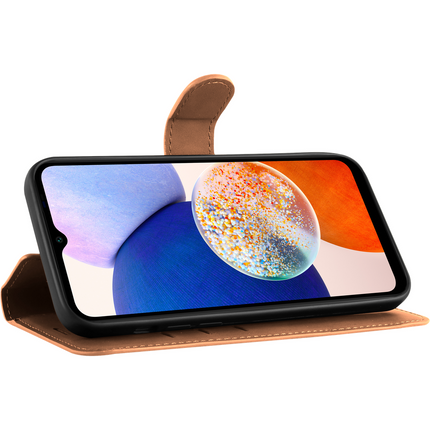 PrimeWallet Case - Samsung Galaxy A14 (4G/5G) - PU leather Wallet Case - Brown