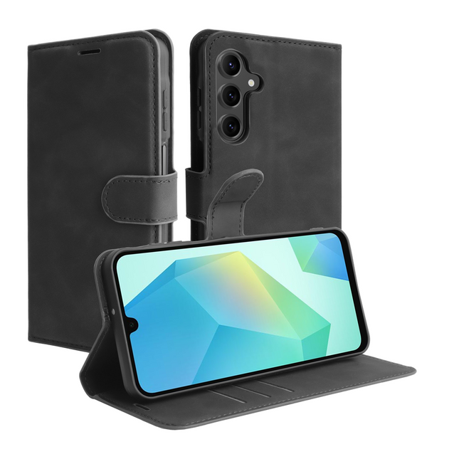 PrimeWallet Case - Samsung Galaxy A16 - PU leather Wallet Case - Black