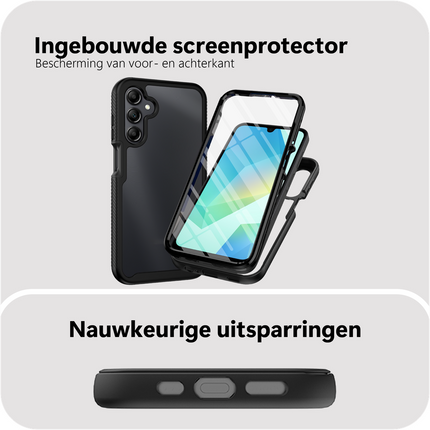 360 Defense Case - Samsung Galaxy A18 / A17 (4G / 5G) Hoesje - Full Body Protection with Built-in Screenprotector - Black