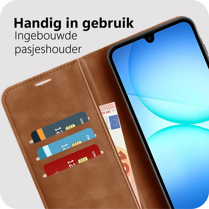 PrimeWallet Case - Samsung Galaxy A18 / A17 (4G / 5G) - PU leather Wallet Case - Brown