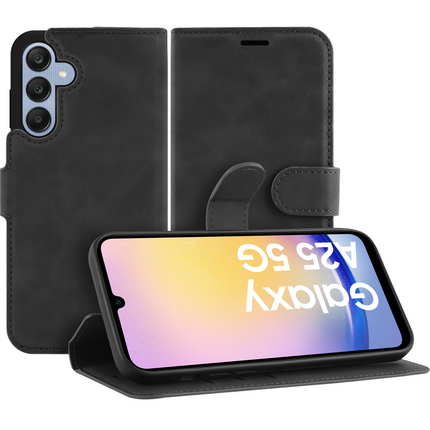 PrimeWallet Case - Samsung Galaxy A25 - PU leather Wallet Case - Black