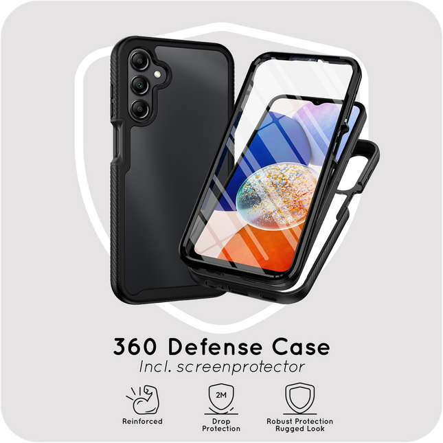 360 Defense Case - Samsung Galaxy A27 Hoesje - Full Body Protection with Built-in Screenprotector - Black