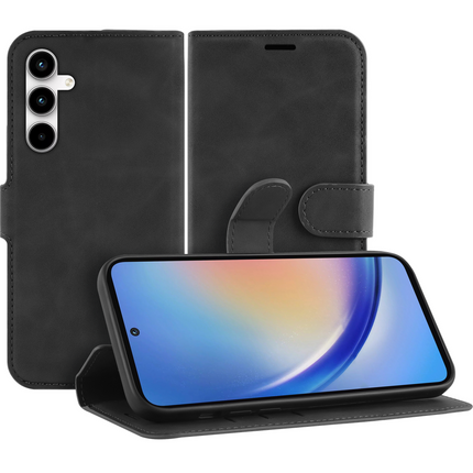 PrimeWallet Case - Samsung Galaxy A35 - PU leather Wallet Case - Black