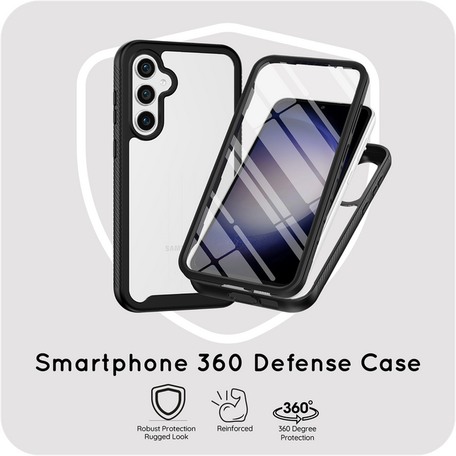 360 Defense Case - Samsung Galaxy A37 Hoesje - Full Body Protection with Built-in Screenprotector - Black