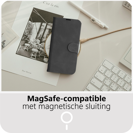 PrimeWallet SnapOn Case - Samsung Galaxy A37 - Detachable PU leather Wallet Case - (compatible with MagSafe) - Black