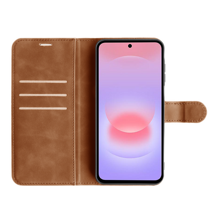 PrimeWallet Case - Samsung Galaxy A37 - PU leather Wallet Case - Brown