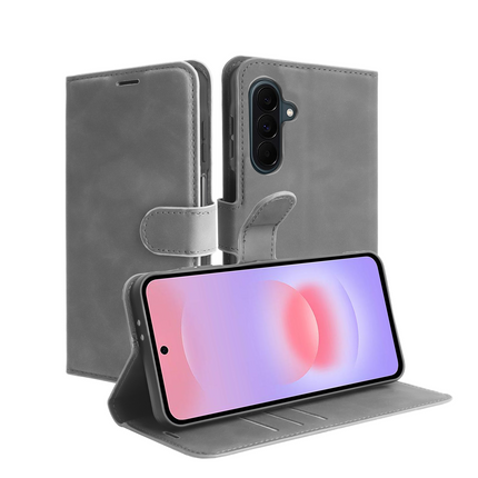 PrimeWallet Case - Samsung Galaxy A37 - PU leather Wallet Case - Grey