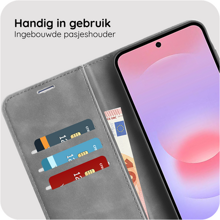 PrimeWallet Case - Samsung Galaxy A37 - PU leather Wallet Case - Grey