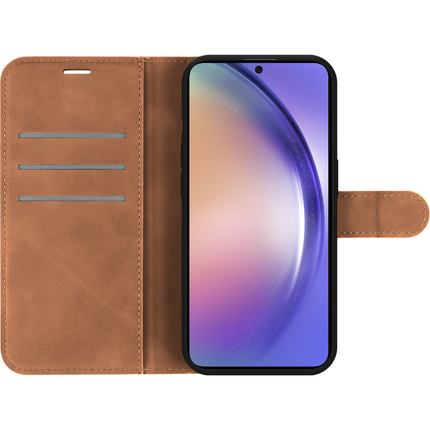 PrimeWallet Case - Samsung Galaxy A55 - PU leather Wallet Case - Brown