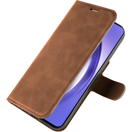 PrimeWallet Case - Samsung Galaxy A55 - PU leather Wallet Case - Brown